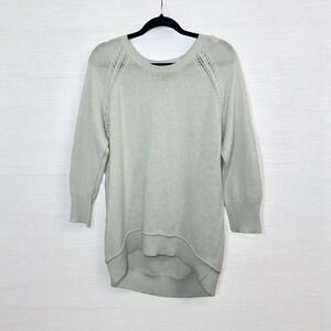 Cynthia Rowley Mint Green Angora Rabbit Knit Sweater High Low Lightweight Top XL